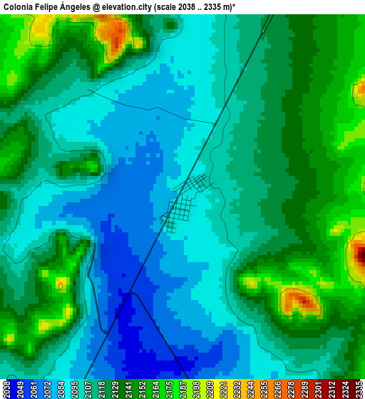 Colonia Felipe Ángeles elevation map