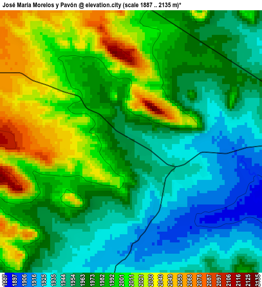 José María Morelos y Pavón elevation map