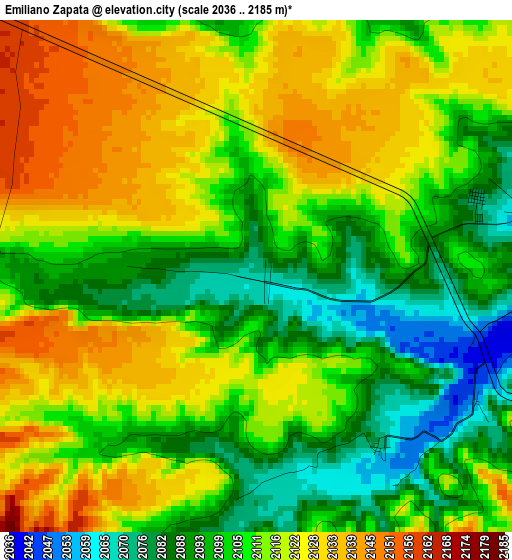 Emiliano Zapata elevation map