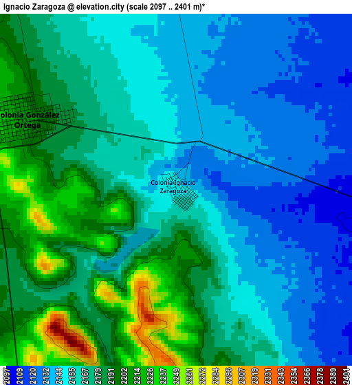 Ignacio Zaragoza elevation map