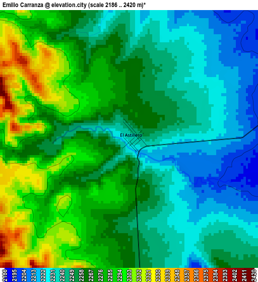 Emilio Carranza elevation map