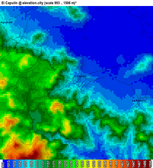 El Capulín elevation map