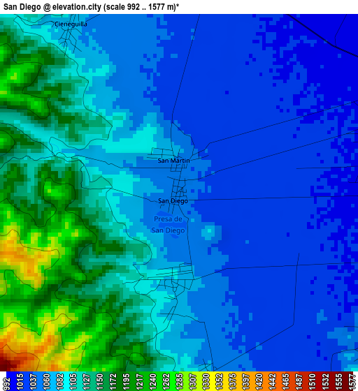 San Diego elevation map