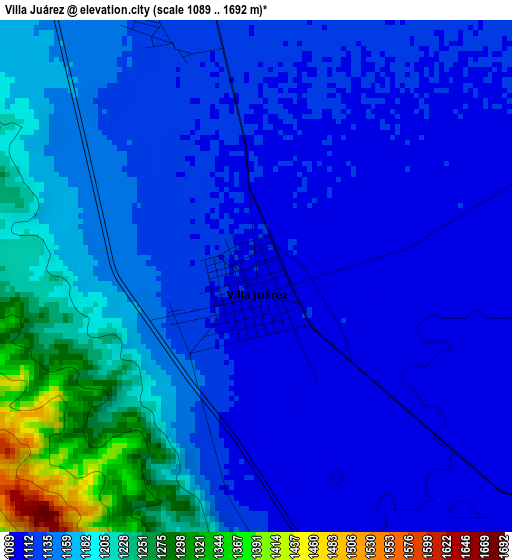 Villa Juárez elevation map