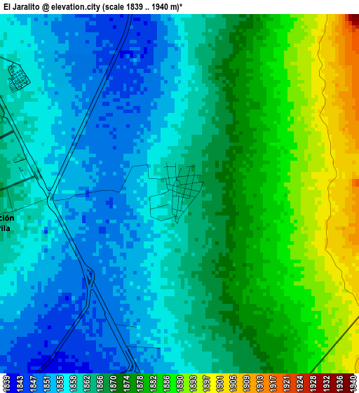 El Jaralito elevation map