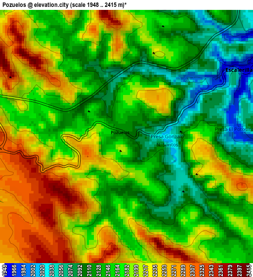 Pozuelos elevation map