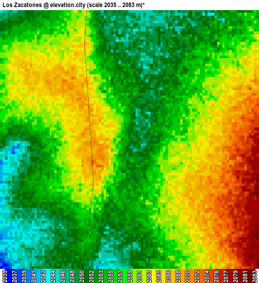 Los Zacatones elevation map