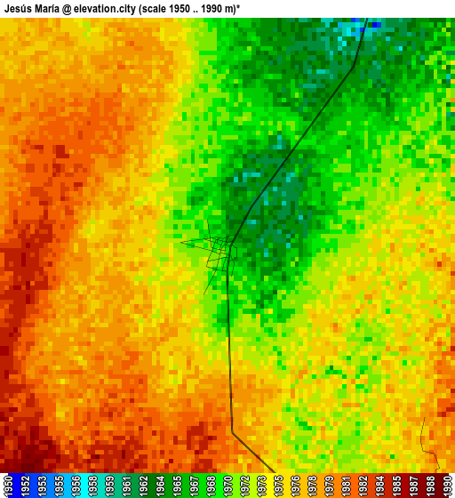 Jesús María elevation map