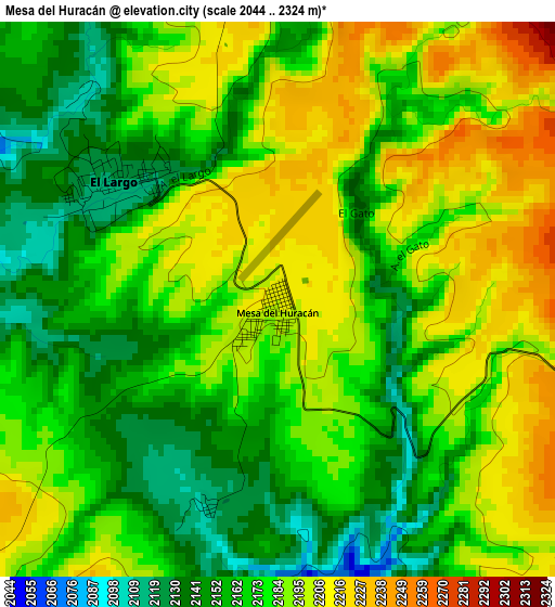 Mesa del Huracán elevation map