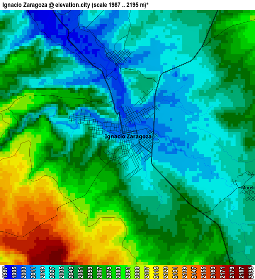 Ignacio Zaragoza elevation map