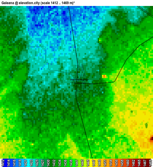 Galeana elevation map