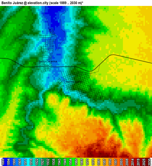 Benito Juárez elevation map