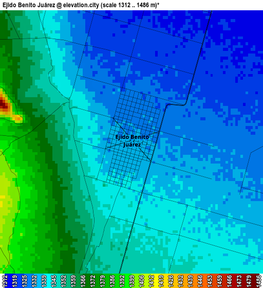 Ejido Benito Juárez elevation map