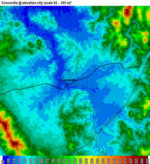 Concordia elevation map