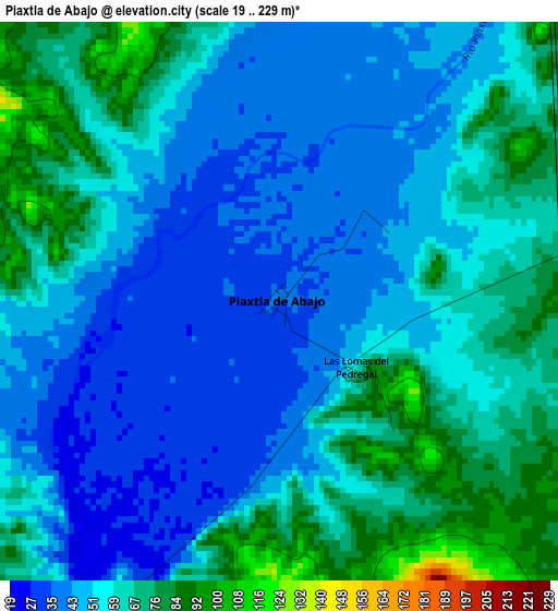 Piaxtla de Abajo elevation map