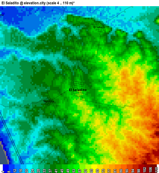 El Saladito elevation map