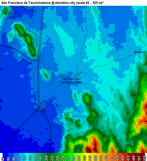 San Francisco de Tacuichamona elevation map