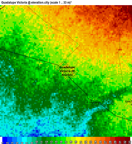 Guadalupe Victoria elevation map