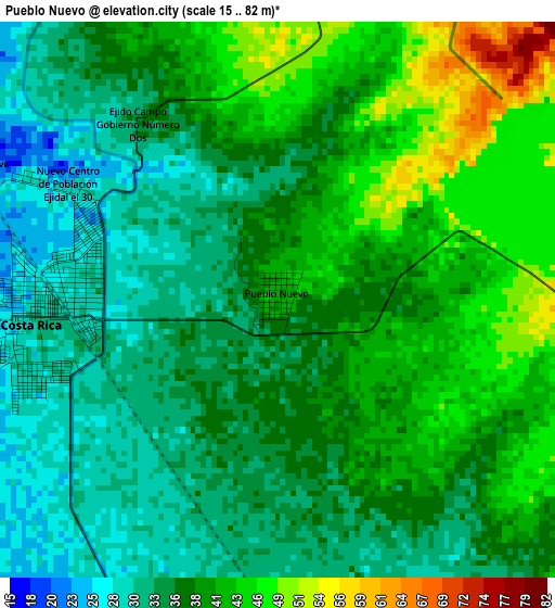 Pueblo Nuevo elevation map