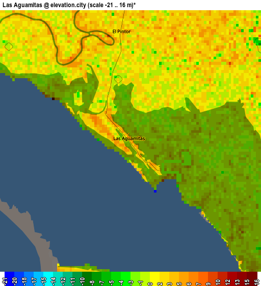 Las Aguamitas elevation map