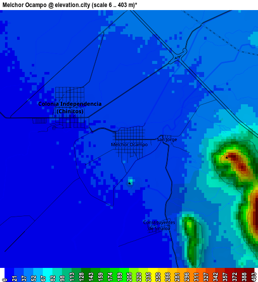 Melchor Ocampo elevation map
