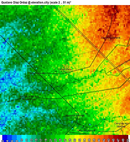 Gustavo Díaz Ordaz elevation map