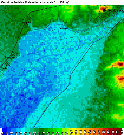 Cubiri de Portelas elevation map