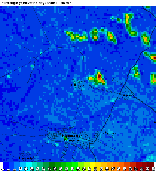 El Refugio elevation map