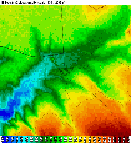 El Tecuán elevation map