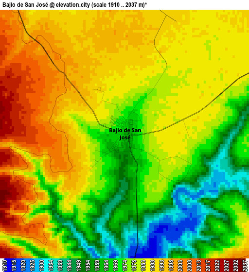 Bajío de San José elevation map