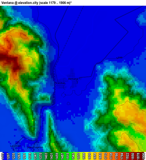 Ventana elevation map