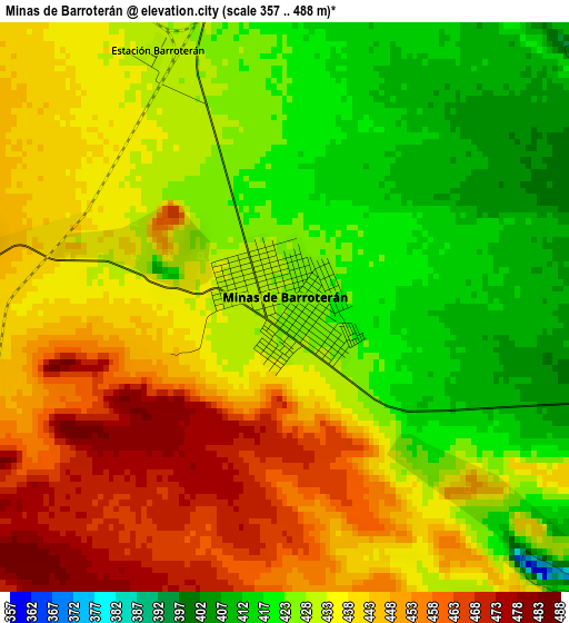 Minas de Barroterán elevation map