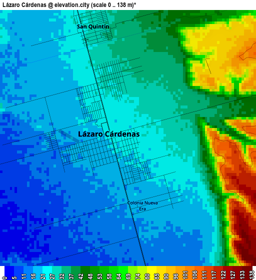 Lázaro Cárdenas elevation map