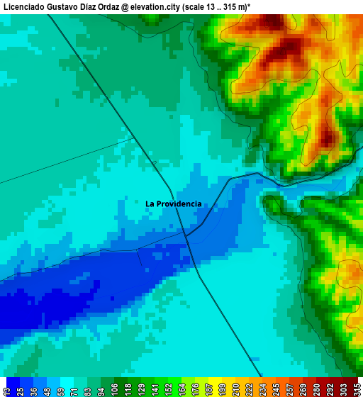 Licenciado Gustavo Díaz Ordaz elevation map