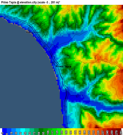 Primo Tapia elevation map