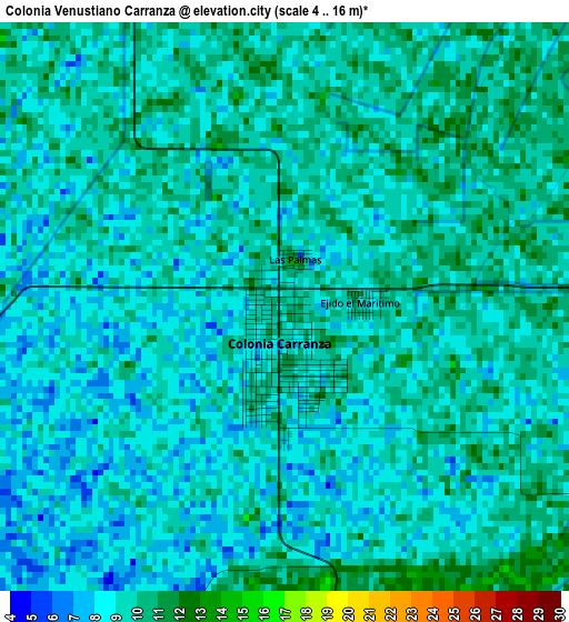 Colonia Venustiano Carranza elevation map