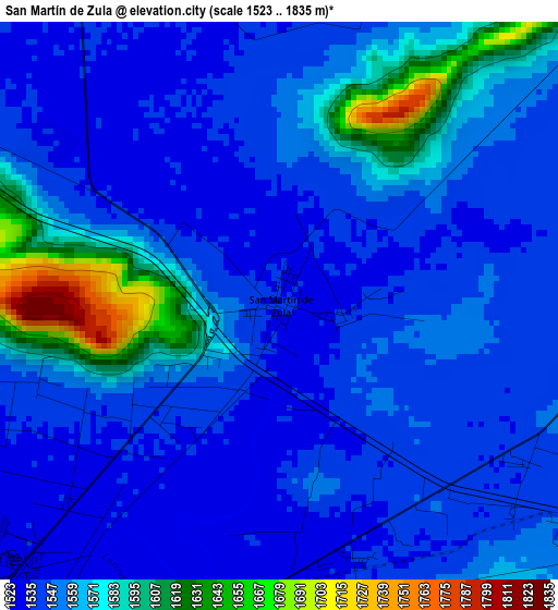 San Martín de Zula elevation map