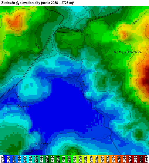 Zirahuén elevation map