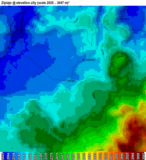 Zipiajo elevation map