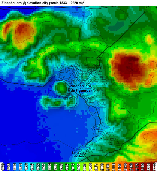 Zinapécuaro elevation map
