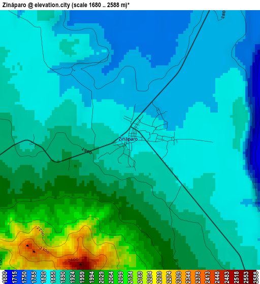 Zináparo elevation map
