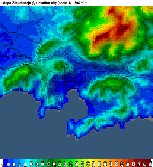 Ixtapa-Zihuatanejo elevation map