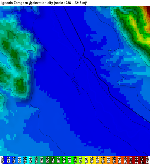 Ignacio Zaragoza elevation map