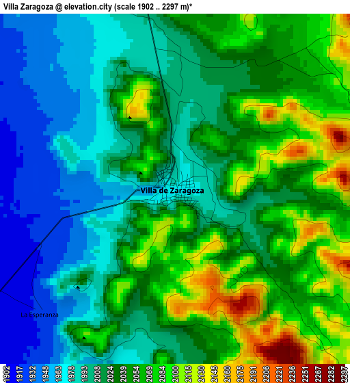 Villa Zaragoza elevation map