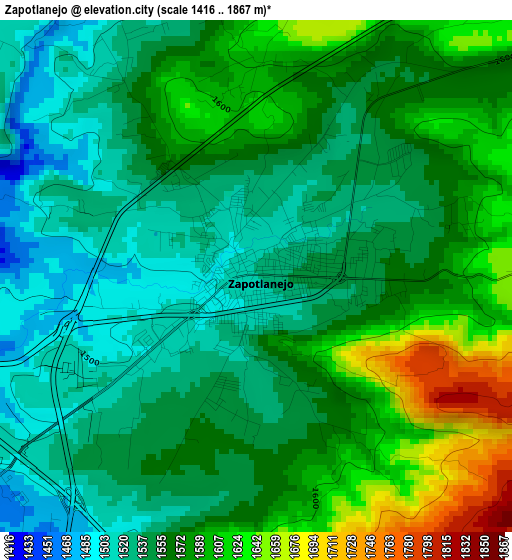 Zapotlanejo elevation map