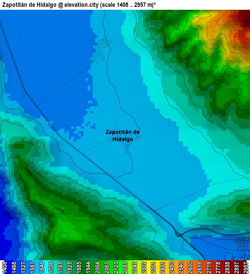 Zapotitán de Hidalgo elevation map