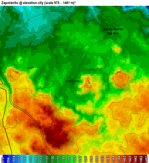 Zapotanito elevation map