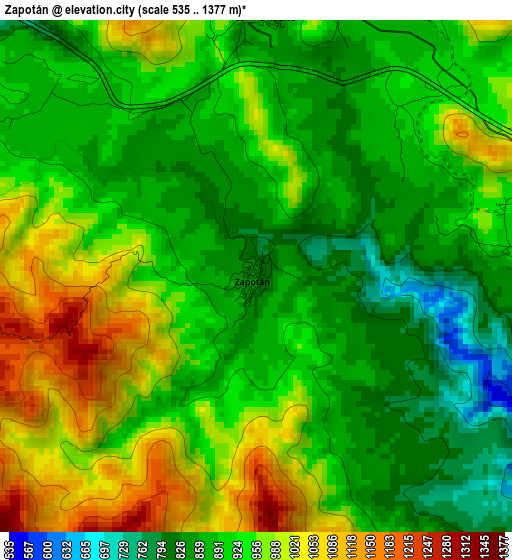 Zapotán elevation map