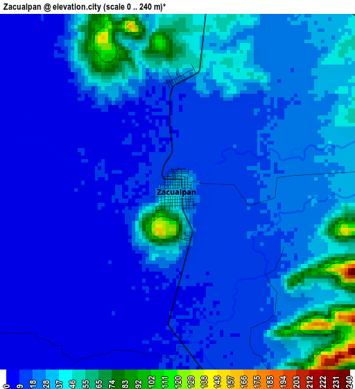 Zacualpan elevation map