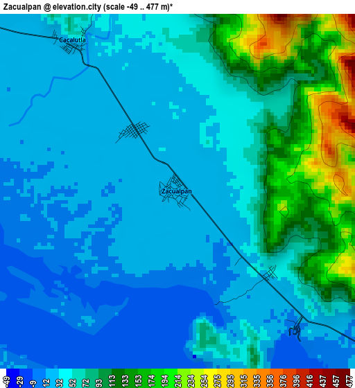 Zacualpan elevation map